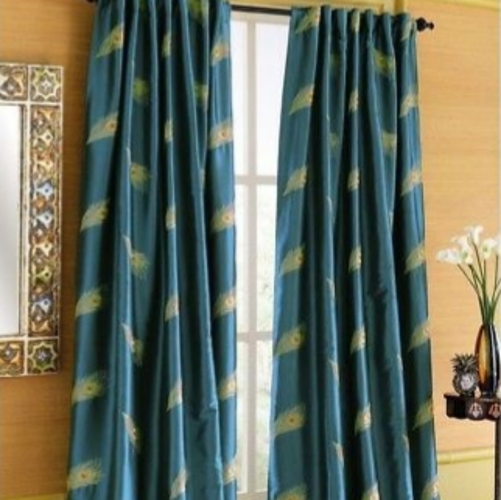 Pier 1 Embroidered Peacock Curtains, Set of 2